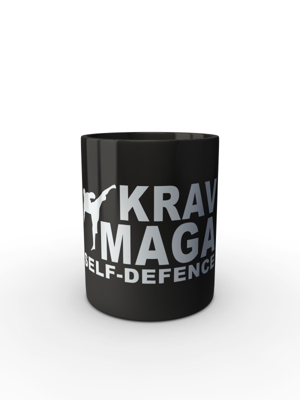 Černý hrnek Krav Maga - self defence fighter